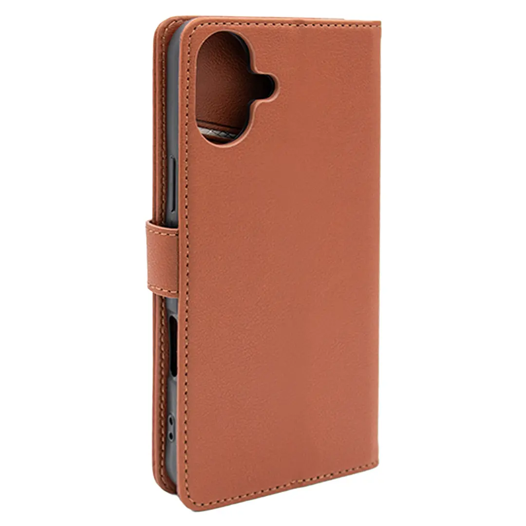 iPhone 16 PU Leather Wallet Case Brown